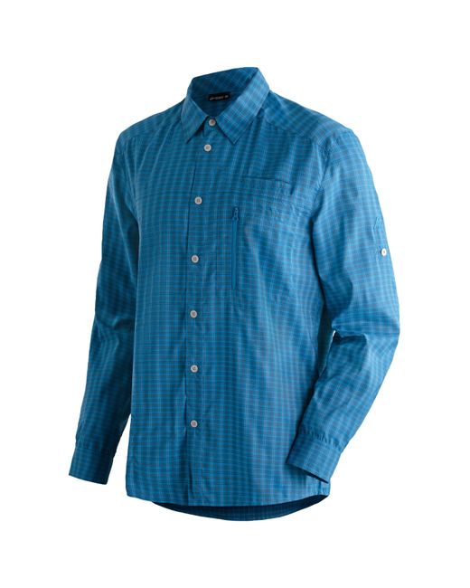 Maier Sports Funktionshemd Mats L/S langarm hemd für Wandern, Reise und Freizeit in Blue für Herren