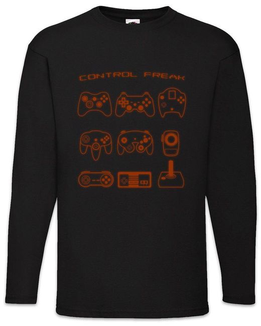Urban Backwoods Langarmshirt Control II Langarm T-Shirt Retro Gamer Controller Video Game Joystick in Black für Herren