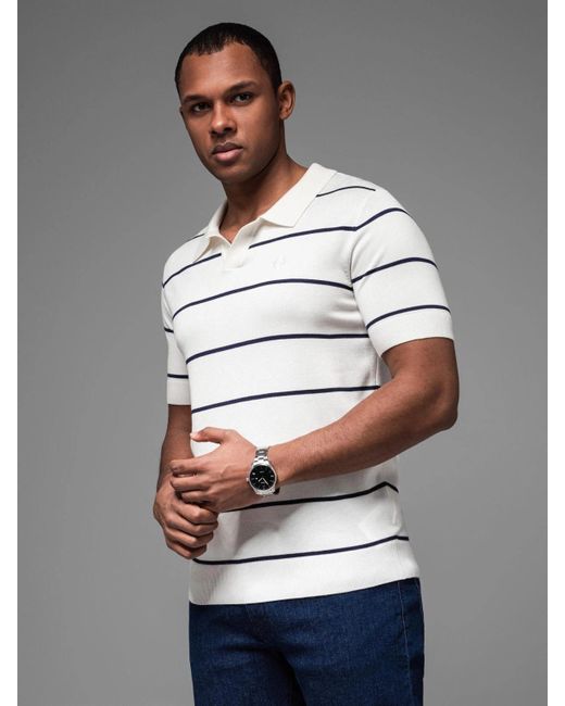 Ombre Horizontal gestreiftes -Poloshirt mit Viskose in Gray für Herren