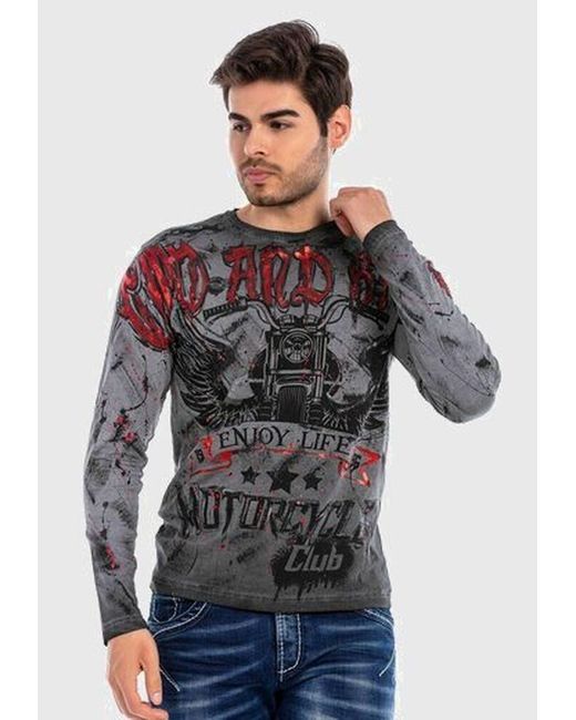 Cipo & Baxx T-Shirt Sweatshirts mit coolem Print in Gray für Herren