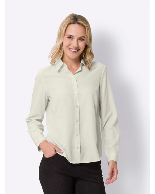 Sieh an! White Klassische Langarm-Bluse