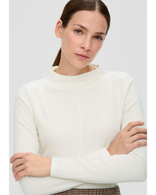 S.oliver White 3/4-Arm-Shirt Longsleeve aus Baumwollstretch Ziernaht