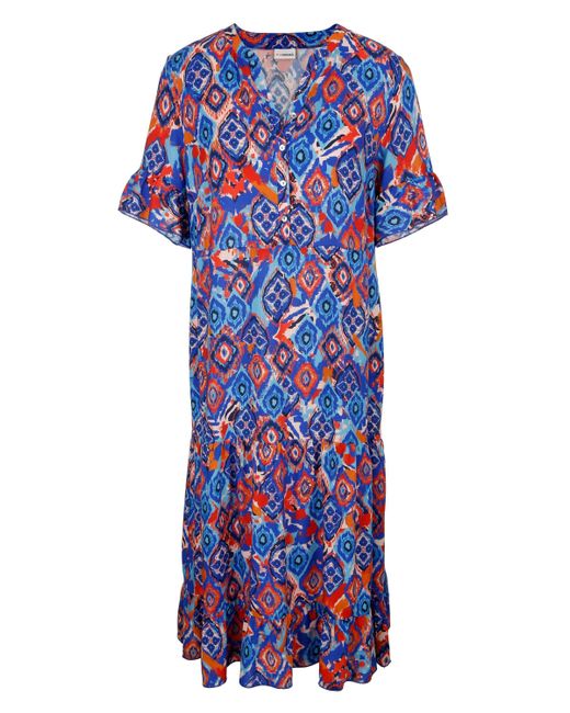 MIAMODA Blue Sommerkleid Kleid Alloverdruck langer Halbarm