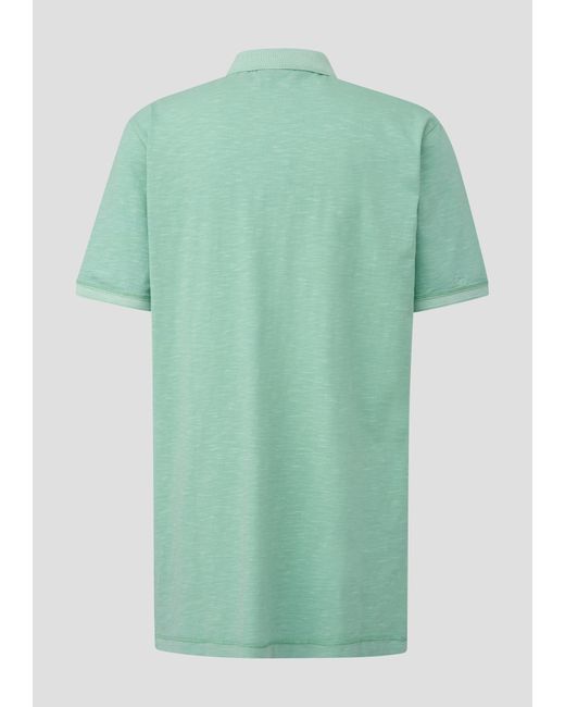 S.oliver Kurzarmshirt Poloshirt mit kleinem -Print Logo, Garment Dye in Green für Herren