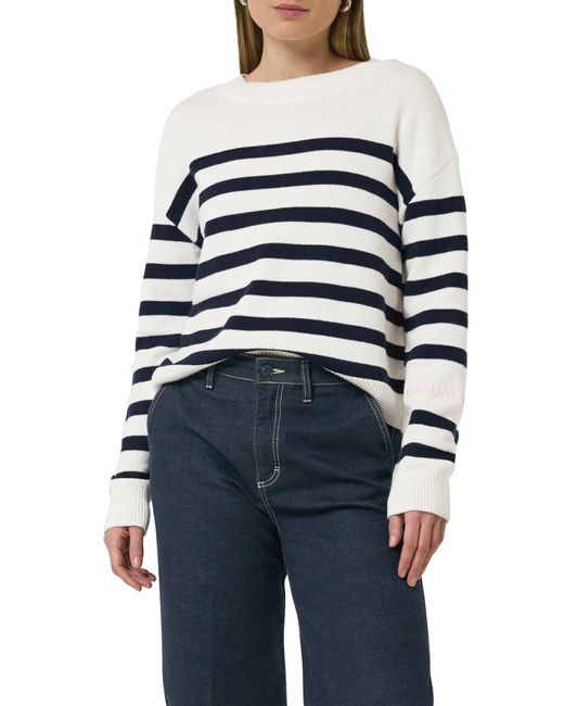 comma casual identity Blue Rundhalspullover