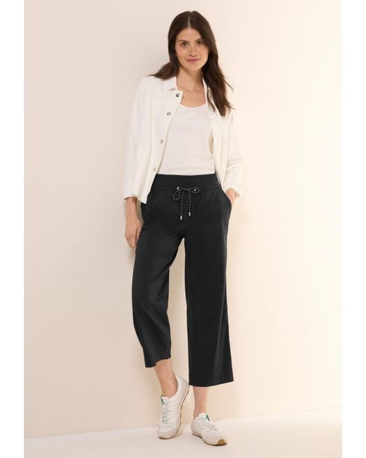 Cecil Black Stoffhose Style Neele mit elastischem Bund und Tunnelzug