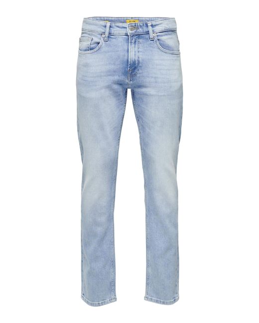 Only & Sons 5-Pocket- Hose Regular-Fit-Jeans Weft mit verdecktem Button in Blue für Herren