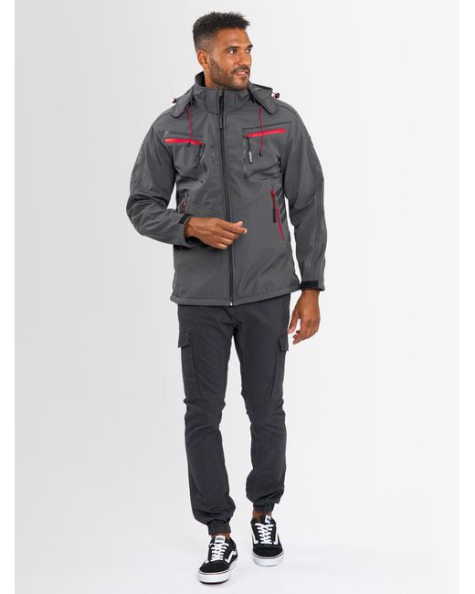 Arctic Seven Softshelljacke ASPierr sportliche Outdoor Funktionsjacke mit abnehmbarer Kapuze in Gray für Herren