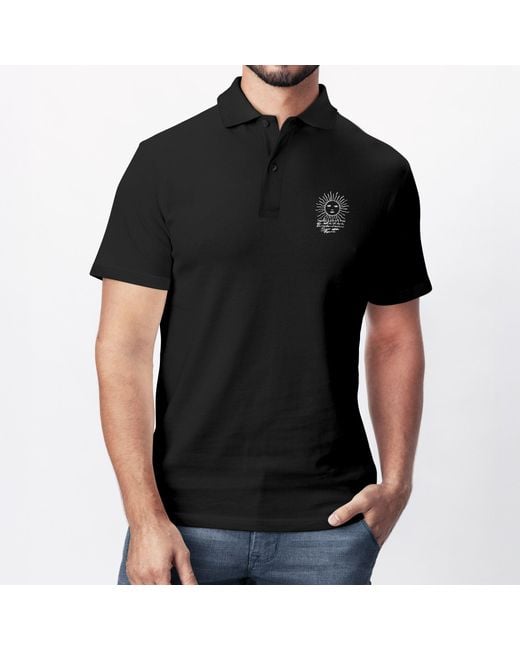 Neverless Poloshirt Sonne Grafik – Kurzarm Polo Sommer Logo mit Print in Black für Herren