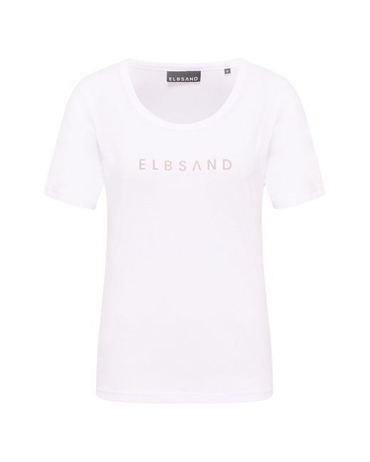 Elbsand White T-Shirt Loralie Rundhalsausschnitt, normal geschnitten