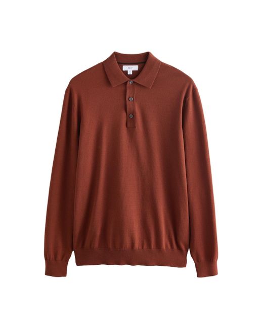 Next Langarm- Langärmeliges Regular Fit Poloshirt aus Strick (1-tlg) in Brown für Herren