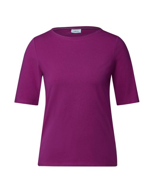 Cecil Purple T-Shirt mit U-Boot-Ausschnitt