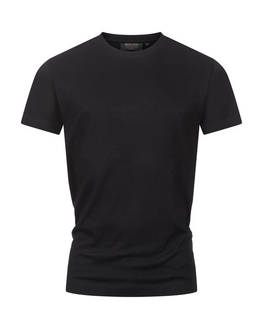 INDICODE T-Shirt INSander mit dezentem Label-Detail am Saum in Black für Herren