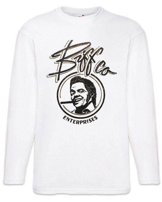 Urban Backwoods Langarmshirt Biffco Enterprises Langarm T-Shirt Back Zurück in die to the Zukunft in White für Herren