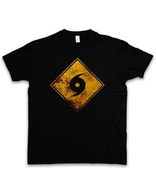 Urban Backwoods Print- Hurricane Warning Sign T-Shirt Warnung Schild Hurricanes in Black für Herren
