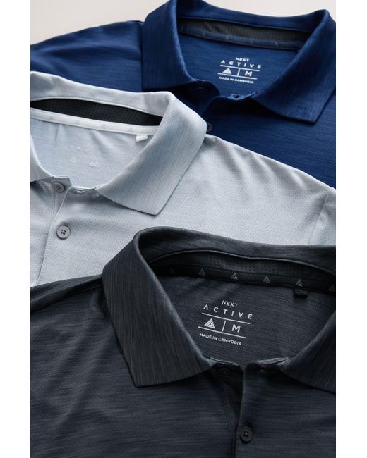 Next Poloshirt 3er-Pack Active Golf Mesh-Poloshirts (3-tlg) in Blue für Herren