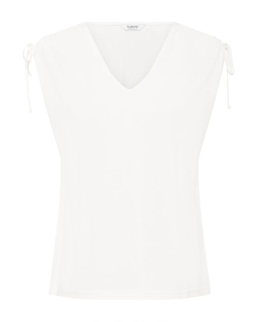 B.Young White V-Shirt BYPERL schöne Bluse mit Schulterschleifen