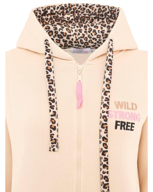 Zwillingsherz Natural Jerseymantel "Wild and Free" mit auffäligem Front Back Motiv und Leo Details