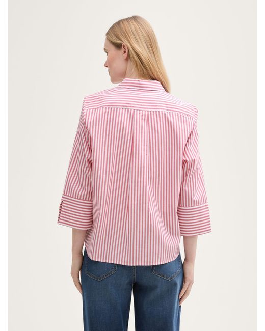 Tom Tailor Pink Langarmbluse Loose Fit Bluse mit Streifenmuster