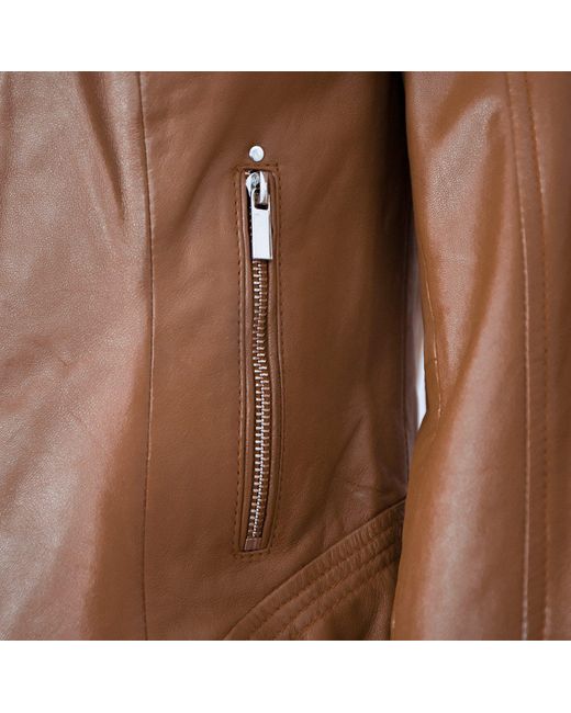 Lederjacken24 Brown Juno Lederjacke Lammnappa cognac