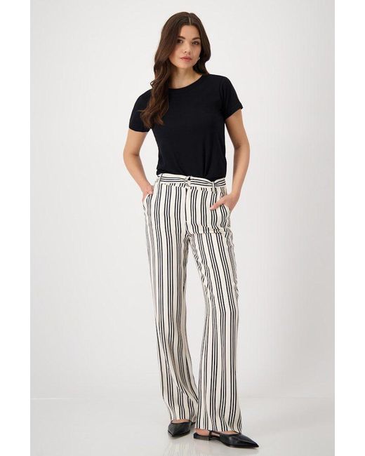 Monari White 2-in-1- Hose mit Streifen schwarz gemustert