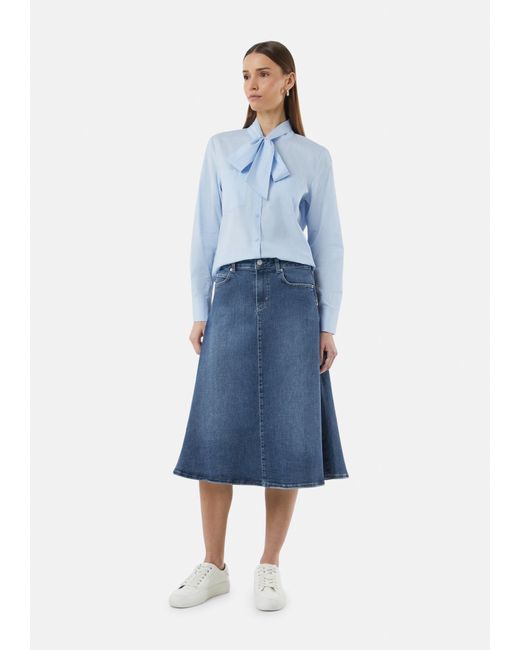 comma casual identity Blue Maxirock Ausgestellter Denim-Rock in Midi-Länge Waschung