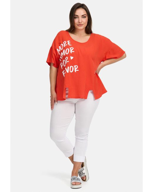 Kekoo Red Tunikashirt Luftiges A-Linie Shirt aus Baumwollviskose 'Amor'