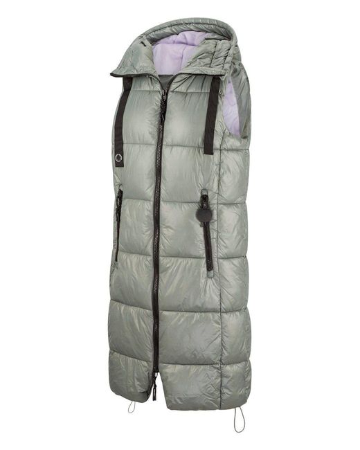 DENIMFY Gray Outdoorjacke Steppweste DFCaro Regular Fit knielange Übergangsweste mit Kapuze