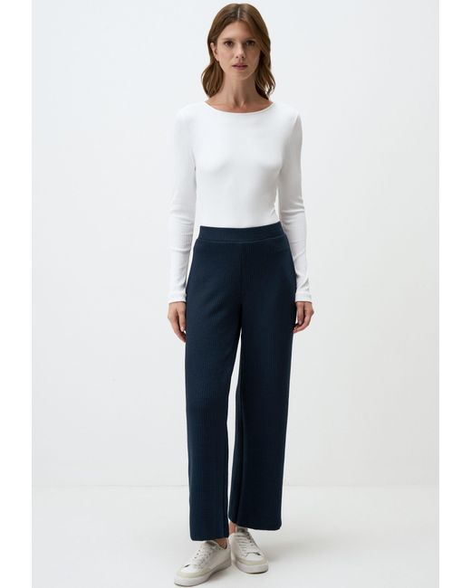 Jimmy Key Blue Strickhose Linie Gemustert Hohe Taille Lockere Passform Hose