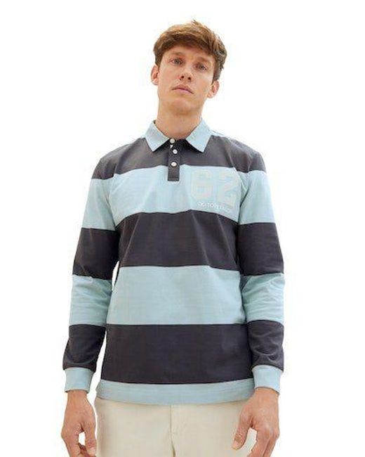 Tom Tailor Langarm-Poloshirt mit Logofrontprint an der Brust in Blau für  Herren | Lyst DE
