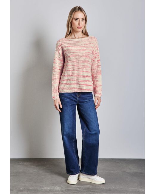 Street One Pink Strickpullover mit U-Boot-Ausschnitt