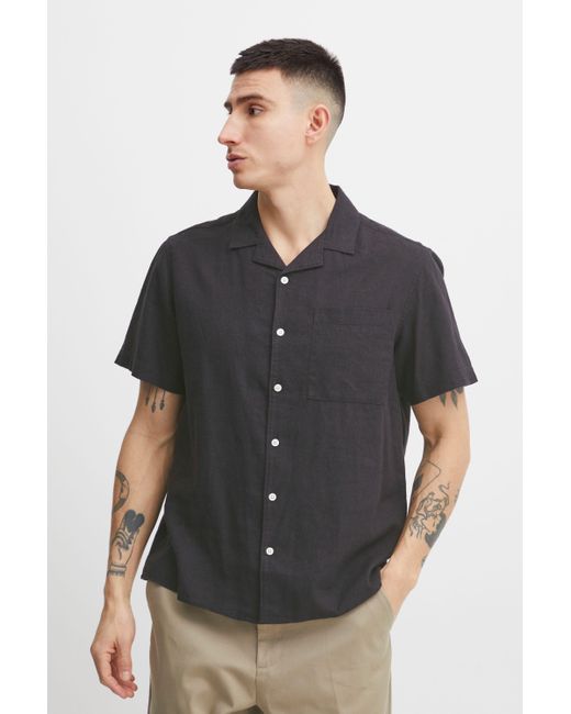 Solid Kurzarmhemd SDAllan Cuba Kurzarmshirt aus Leinenmix in Black für Herren
