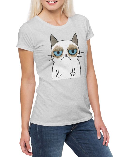 Urban Backwoods White Print-Shirt Grumpy Cat II T-Shirt Cats Katze Gatto Gamer Games Gaming Nerd