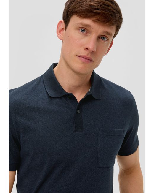 S.oliver Kurzarmshirt Poloshirt in melierter Optik in Blue für Herren