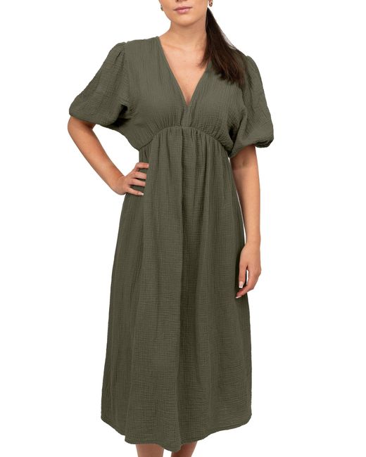 Reichstadt Green Musselin Sommerkleid 25RSW077 Khaki One Size