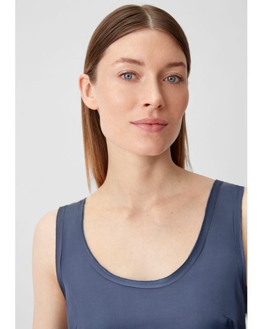 Comma, Shirttop Blusenshirt im Fabricmix Satinblende in Blau | Lyst DE