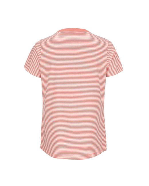 modAS Pink Kurzarmshirt T- mit Streifen und Print Meerzeit – Basic Shirt Gestreift