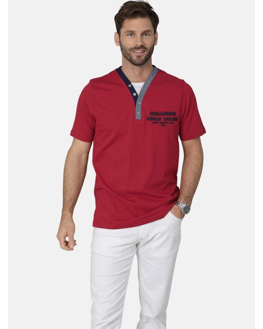 Babista T-Shirt ROMOLINO mit eleganten Zierknöpfen in Red für Herren