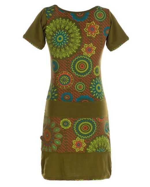 Vishes Green Sommerkleid Kurzarm Sommer- Mini- Tunika-Kleid T-Shirtkleid Guru, Hippie, Ethno Style