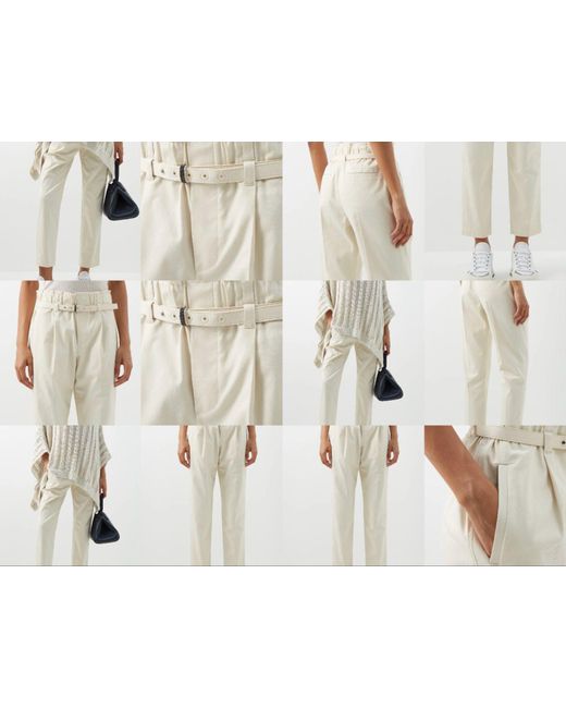 Brunello Cucinelli Natural Loungehose High-waist cropped cotton-twill trousers Pants Trou
