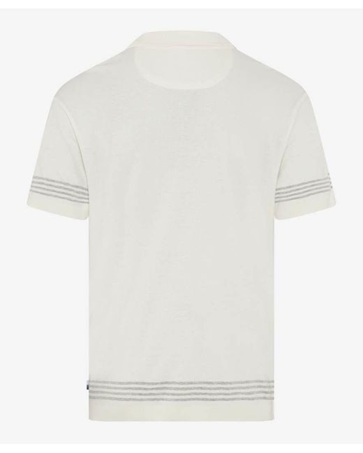Brax Stehkragenshirt in White für Herren