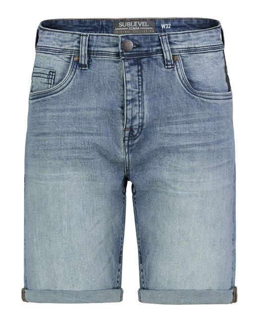 Sublevel Jeansshorts mit Gürtelschlaufen und Umschlag, W32 Denim Shorts in Blue für Herren