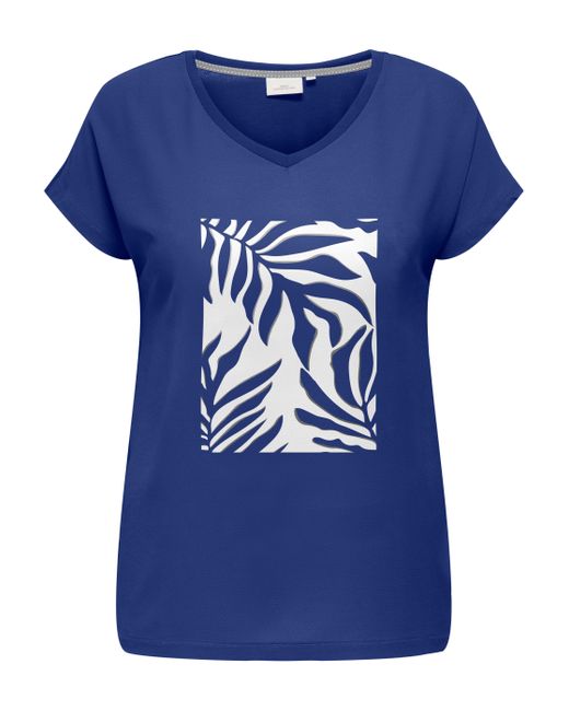 Only Carmakoma Blue Kurzarmshirt CARVIGGA /S O-NECK MIX TEE JRS BS