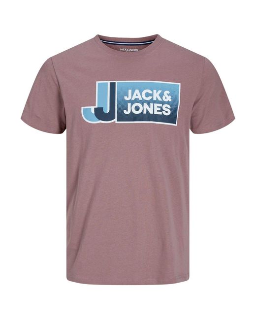 Jack & Jones & Rundhalsshirt Große Größen Logoprint T-Shirt mauve JCOLOGAN Jack&Jones in Pink für Herren