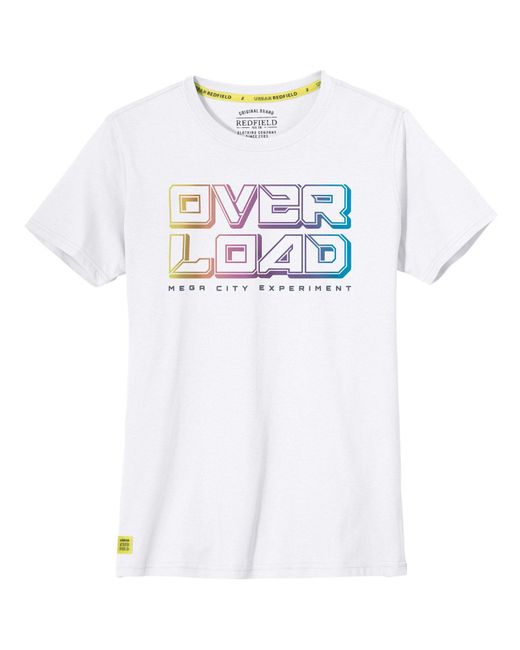 Redfield Rundhalsshirt Übergrößen T-Shirt weiß Print OVERLOAD in White für Herren