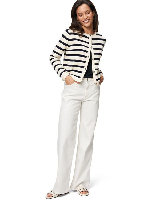 Zero White Strickjacke gestreift mit (1-tlg) Knopfleiste