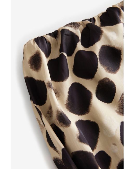 Next Black Bandeautop Glänzendes Bandeau-Oberteil aus Satin mit Print (1-tlg)