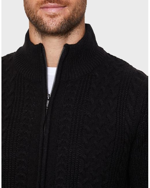 Threadbare Strickjacke Kade Zip (1-tlg) mit klassischem Strickmuster in Black für Herren