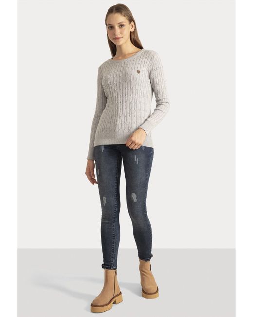 Sir Raymond Tailor Natural Strickpullover Authen (1-tlg) mit klassischem Rundhalsausschnitt