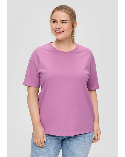 QS Purple Kurzarmshirt T-Shirt aus reiner Baumwolle